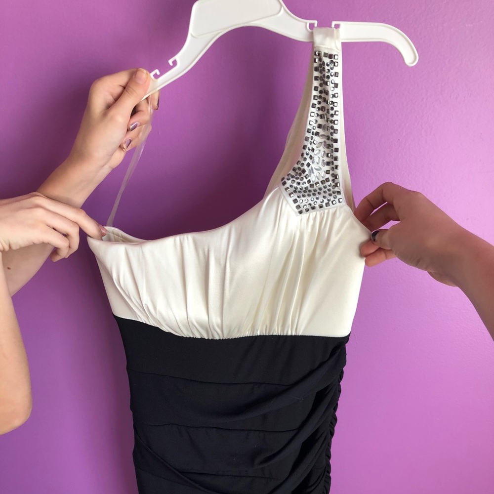 Black and White One Shoulder Dress
